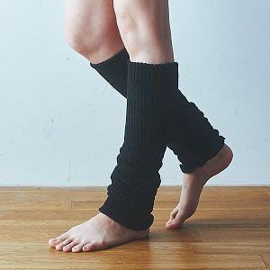 Live Cotton Silk &amp; Cotton Double Woven Leg Warmer (55cm) Black 