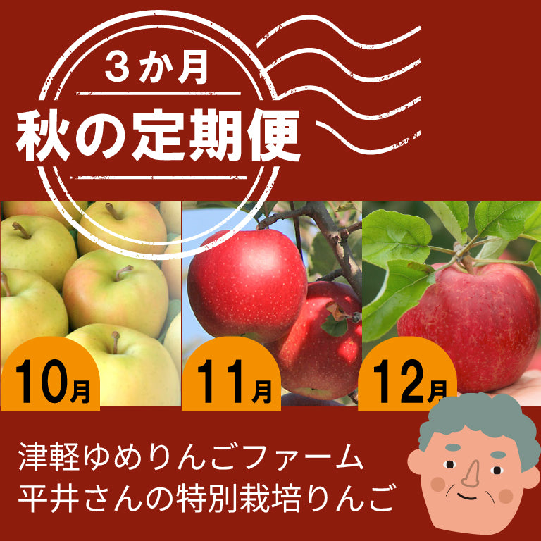 【秋の定期便３か月】平井さんの特別栽培りんご